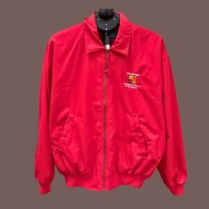 Vintage Tri-Mountain Red Stanford GSB Embroidered Zip Jacket Size M